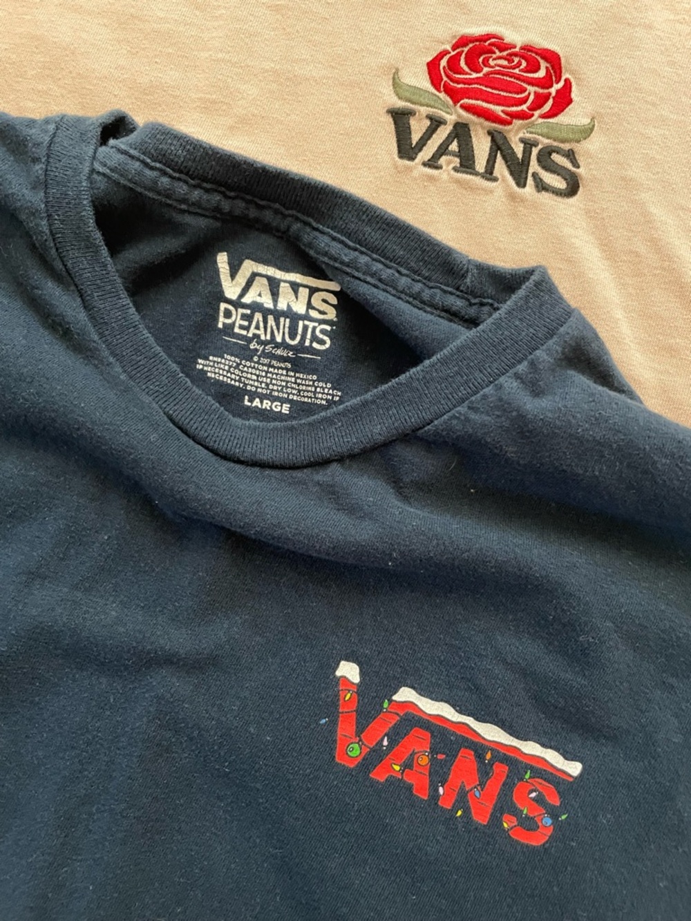 Bundle lot three Vans long sleeve tees vans x peanuts Xmas get hyped holidays L - Picture 3 of 5